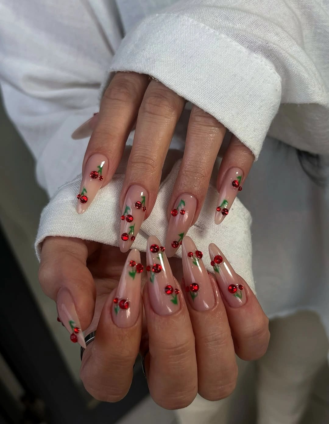 chic fall nail designs for office 2026 Minimal Cherry Accents for a Playful Office Look