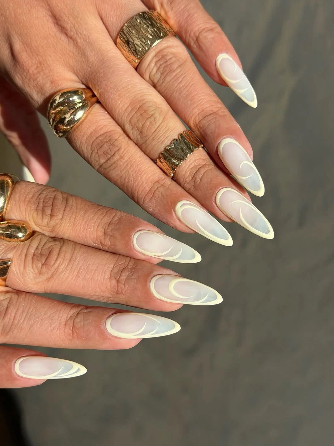 chic fall nail designs for office 2026 Minimal Abstract French with Creamy Curves