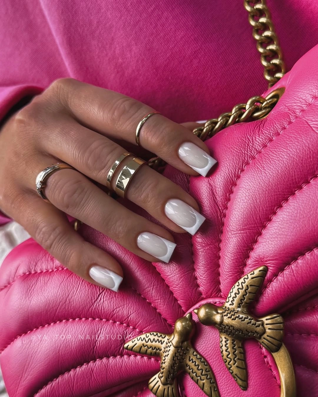 chic fall nail designs for office 2026 Glossy White French for Everyday Office Wear