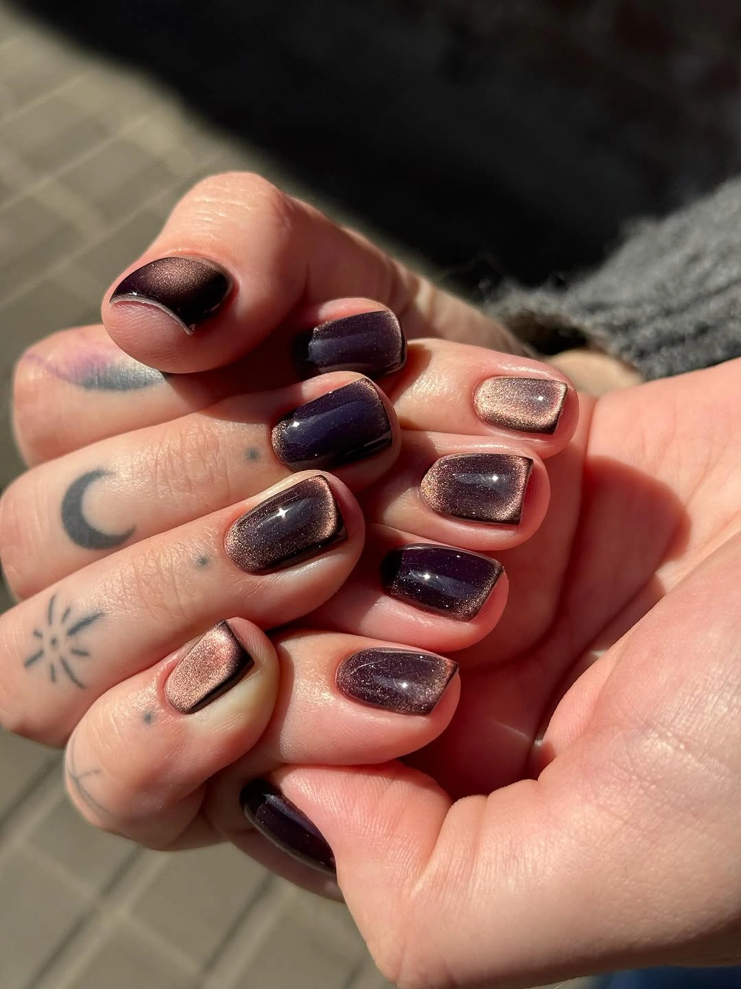 chic fall nail inspiration 2026 Velvet Cat Eye Elegance
