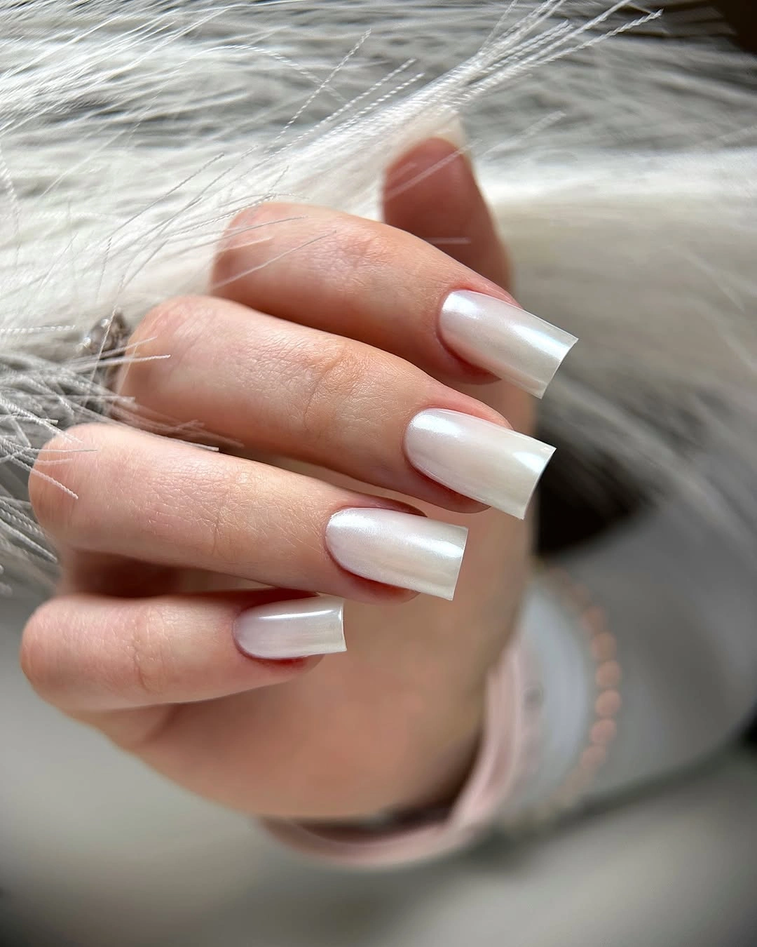 chic fall nails for pale skin 2026 Soft Pearl White Nails