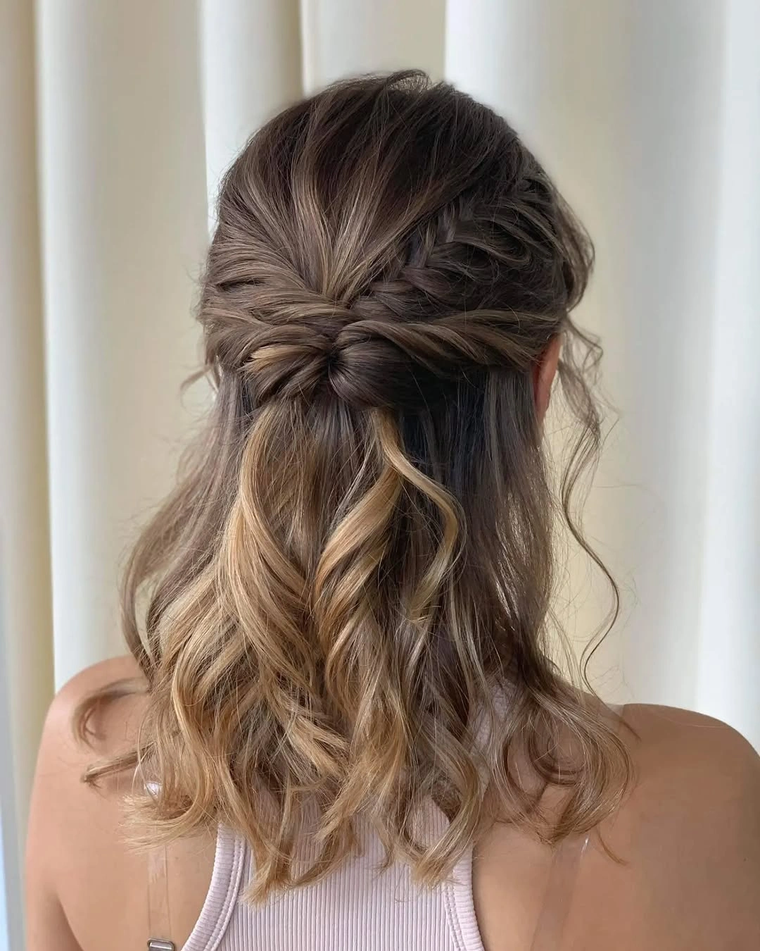chic middle parting hairstyles - Romantic Half Up Style With Loose Curls