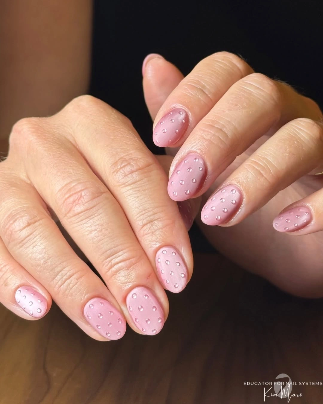 chic polka dot fall nails 2026 blush pink nails with raised dots