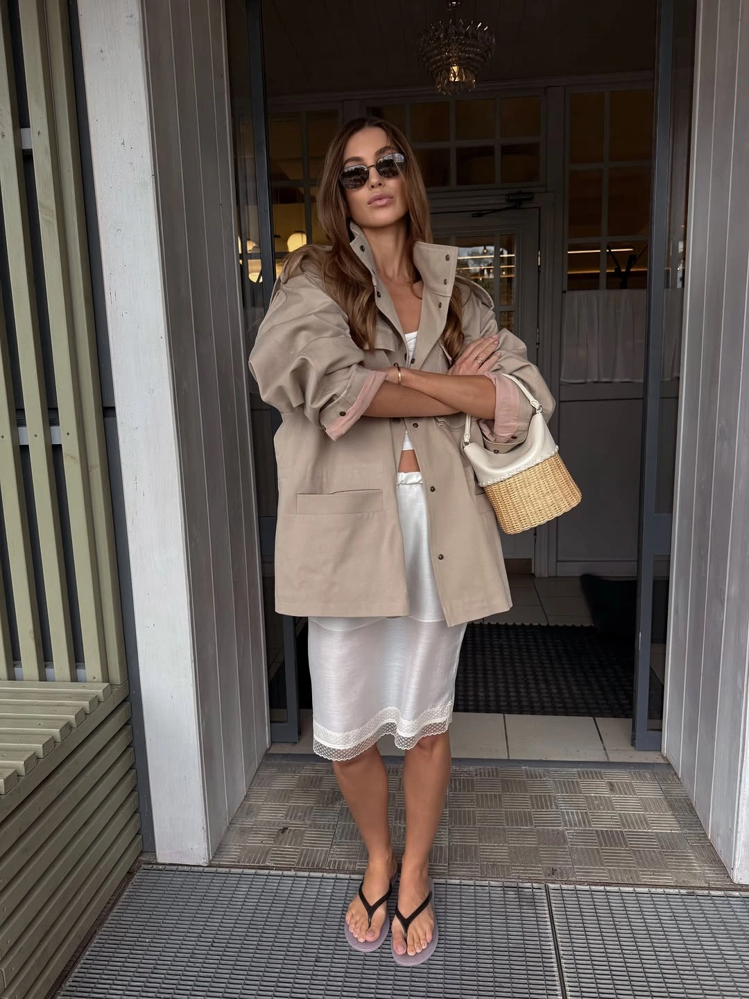 chic september outfit ideas 2026 Utility Jacket and Satin Skirt for an Easy September Mix