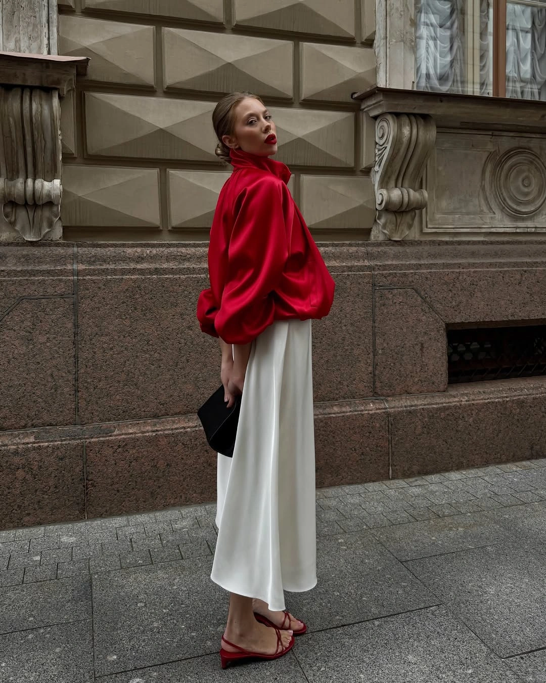 chic september outfit ideas 2026 Red and White for an Elegant September Evening