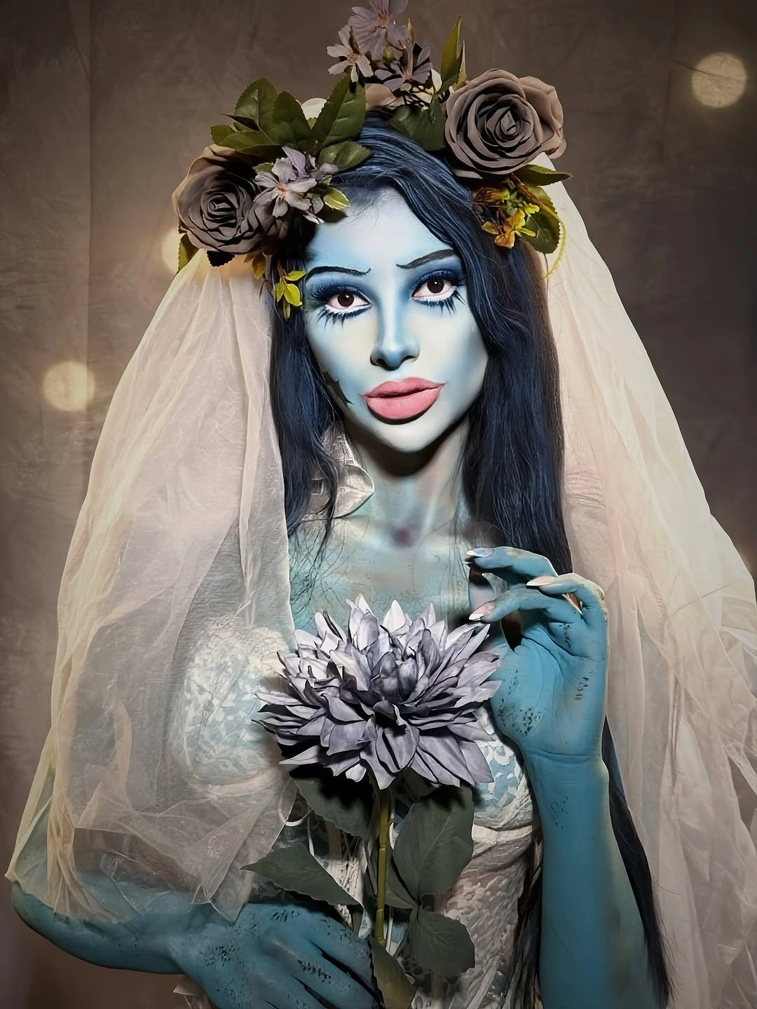 creative halloween costume ideas 2026 Blue Haired Gothic Bride