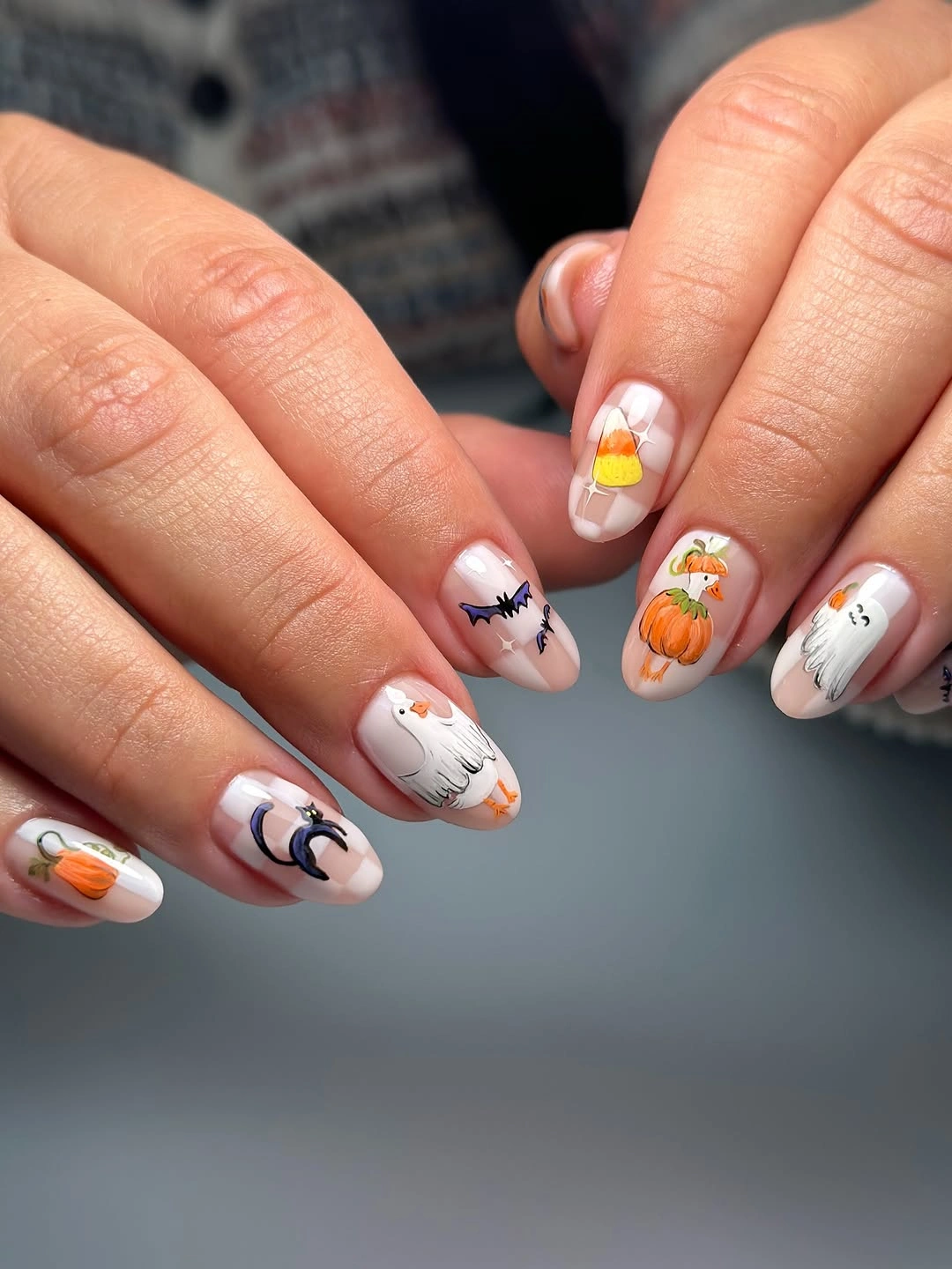 cute fall nails with pumpkins 2026 Whimsical Pumpkin Patch With Ghosts