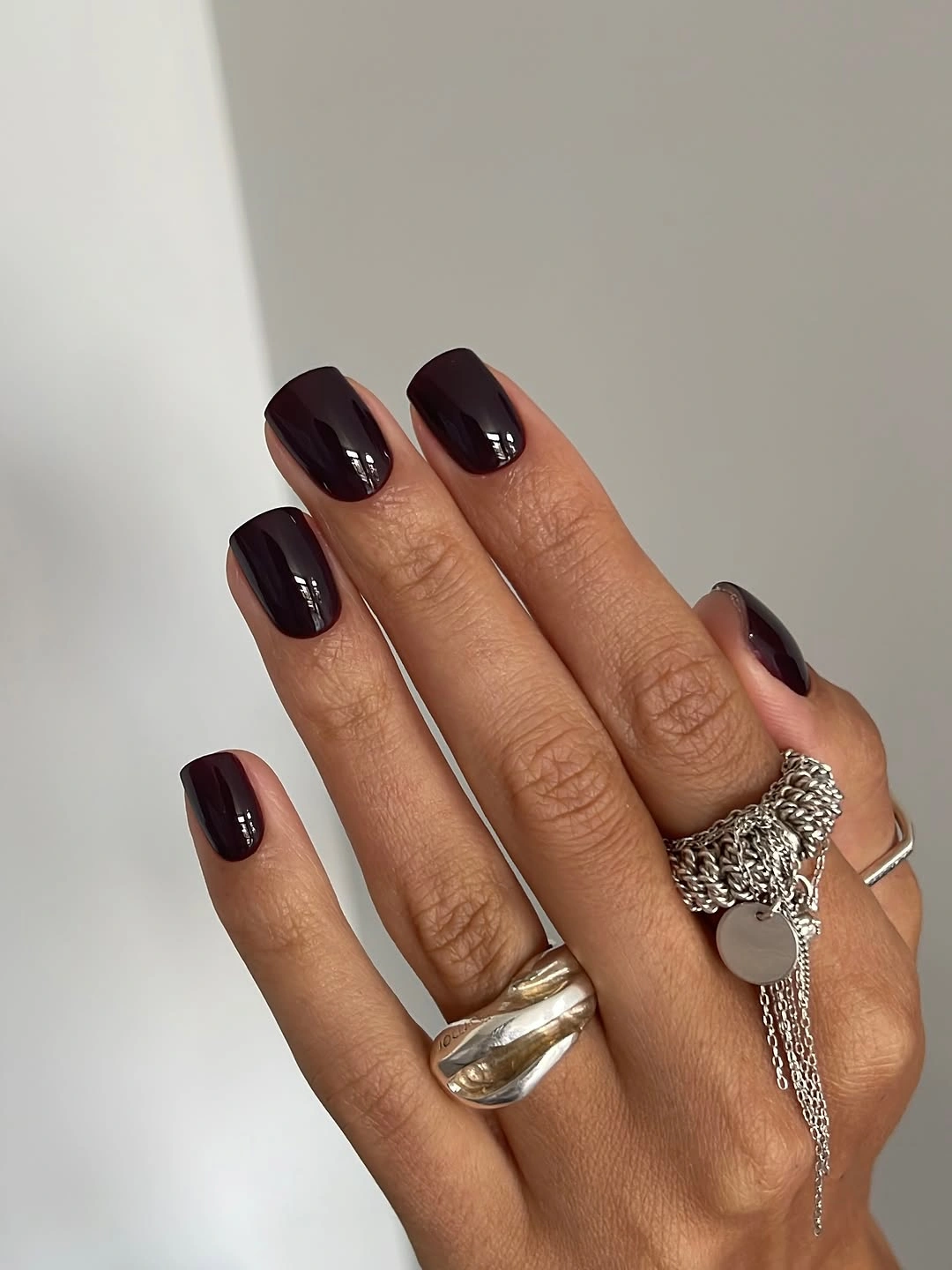 elegant fall mid length nails 2026 Deep Burgundy for Effortless Elegance