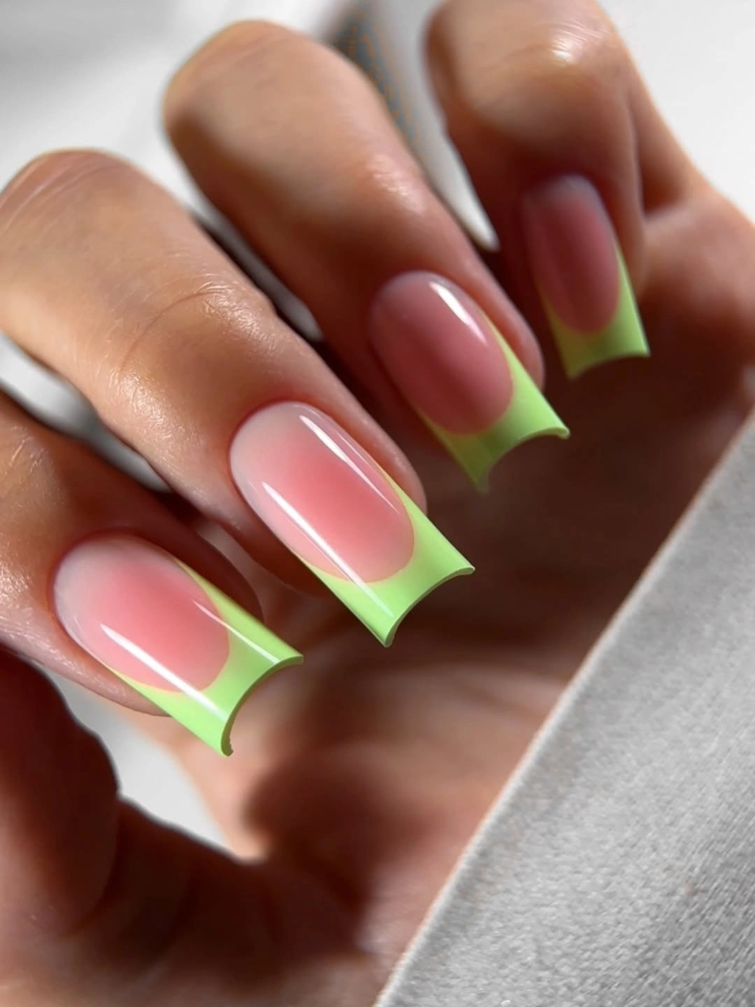 elegant fall mid length nails 2026 Fresh Lime French for Warm Autumn Days