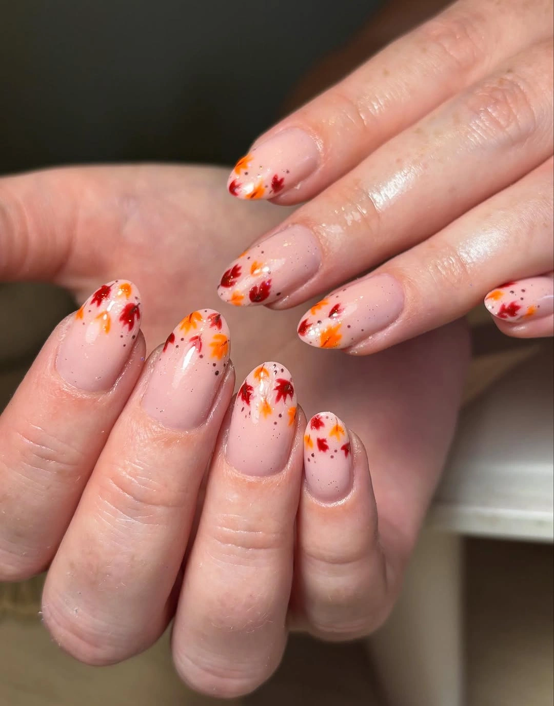 elegant fall short almond nails 2026 Minimal Maple Leaf Nails That Feel Fresh and Effortless