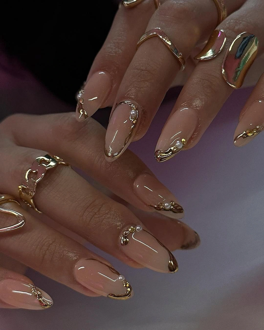 elegant fall wedding nails 2026 Molten Gold Details for a Modern Bride