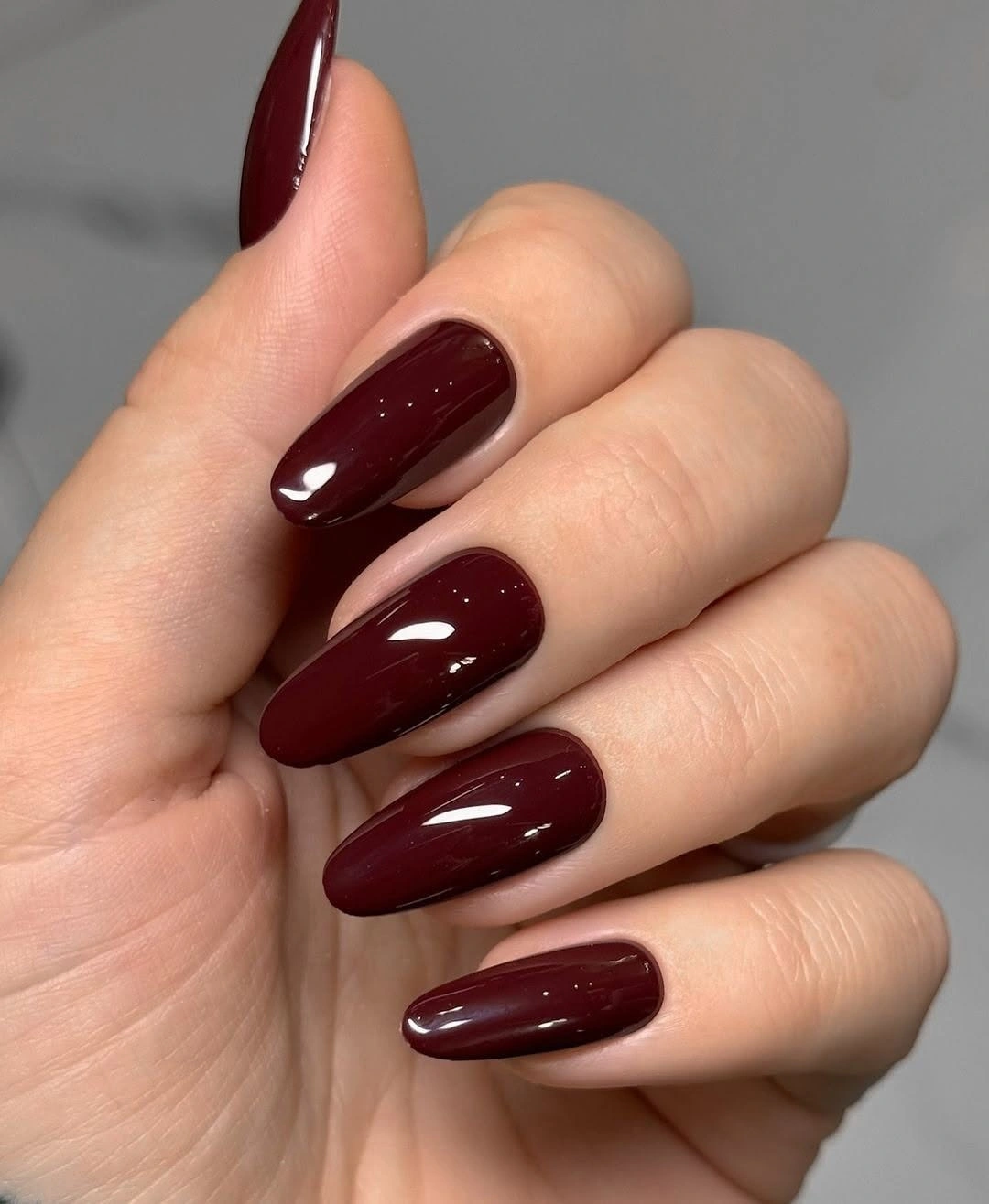 gorgeous dark fall nails 2026 - Deep Burgundy Almond Nails