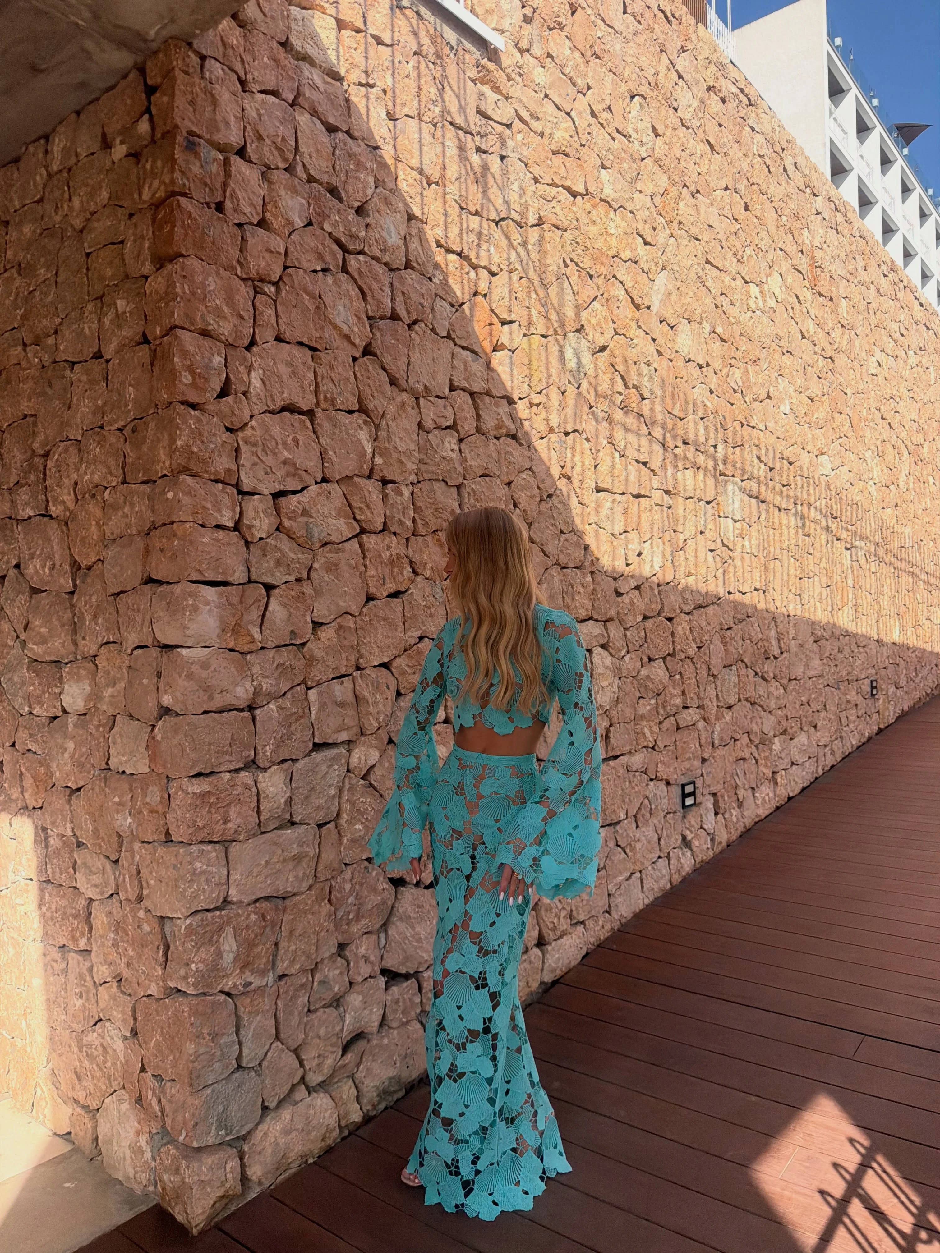 modern september fashion trends 2026 Turquoise Lace for a Last Taste of Summer
