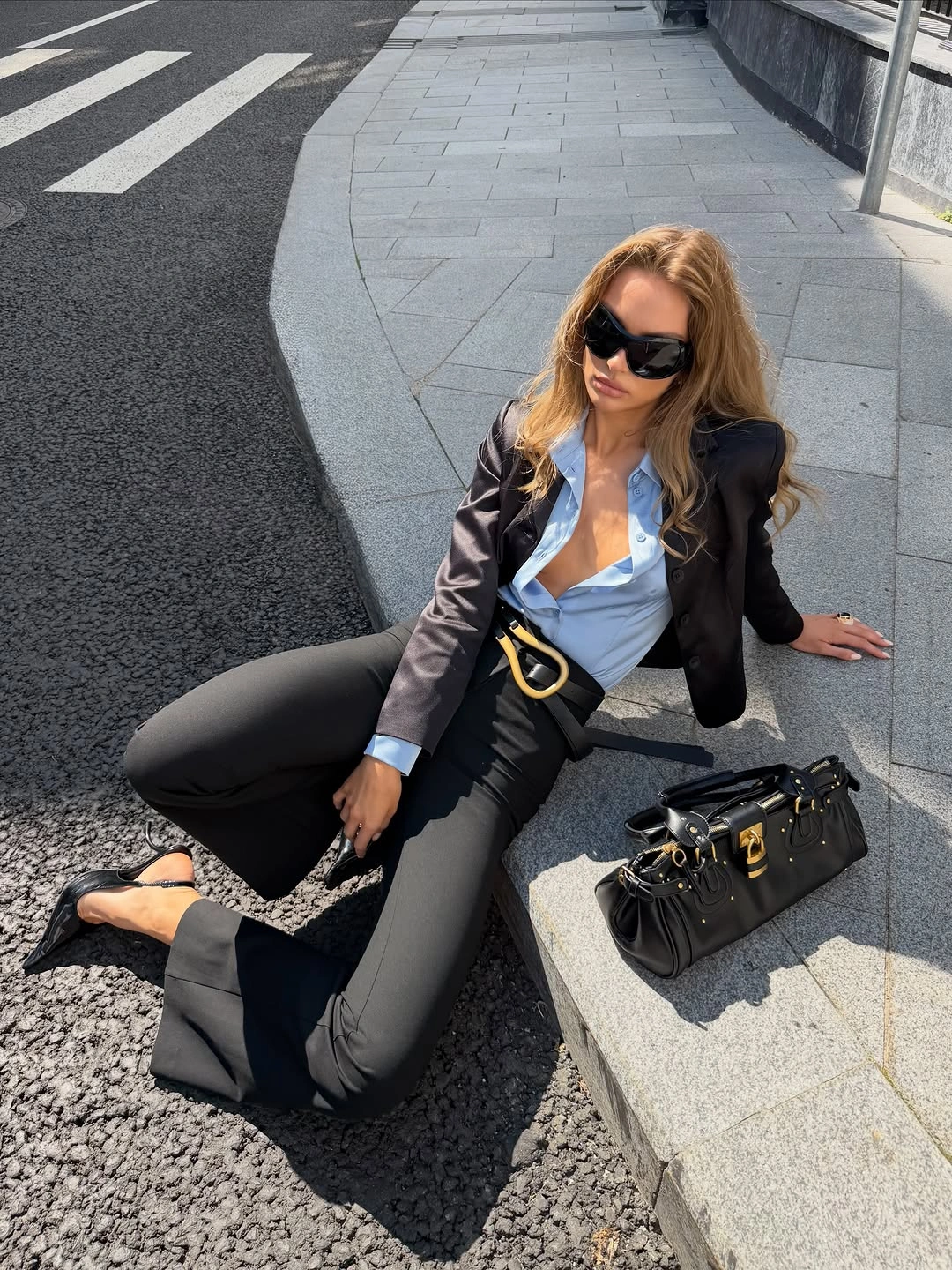 modern september fashion trends 2026 Soft Blue Shirts and Strong Tailoring