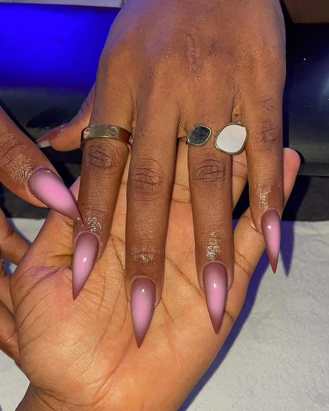 rich fall nails colors for dark skin Blush Pink Stiletto Nails With a Soft Luxe Finish