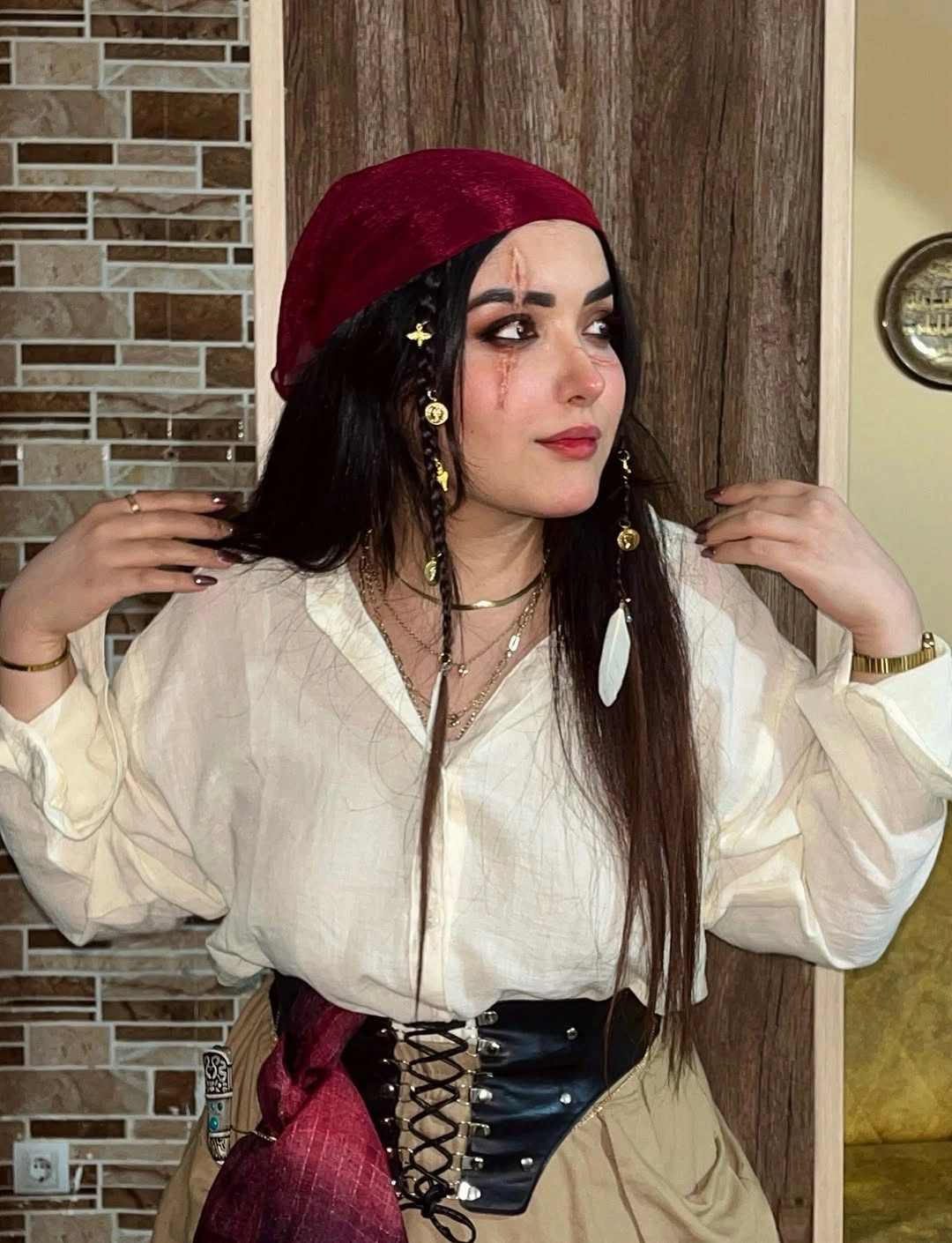 spooky halloween outfits 2026 - Dark Fantasy Duo With Pirate-Inspired Details
