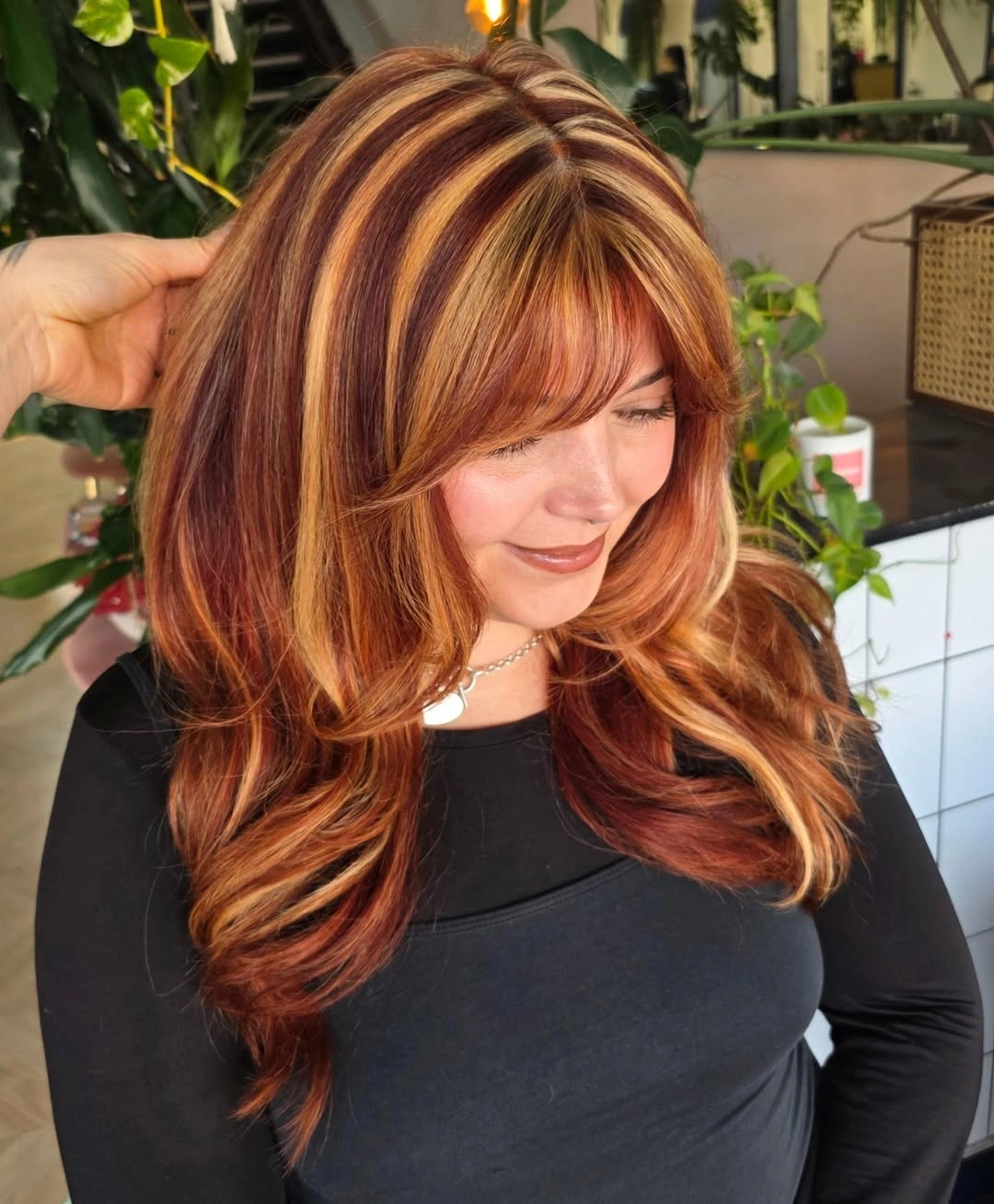 stunning fall brown hair colour ideas 2026 Copper Brown with Bold Golden Ribbons