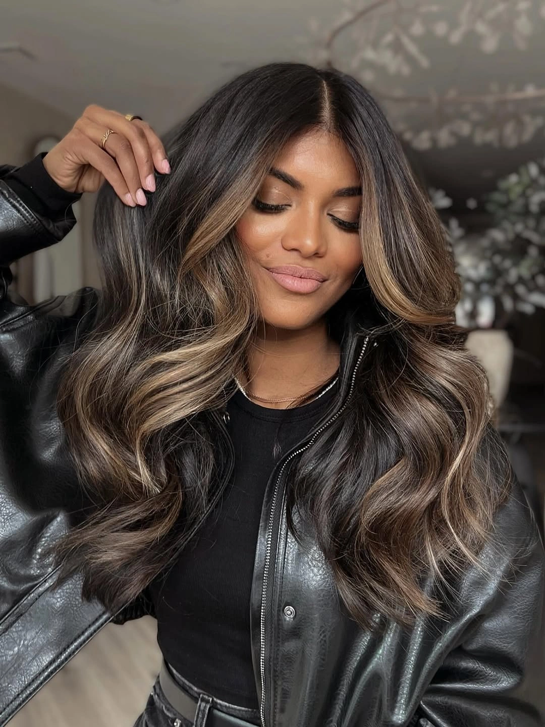 stunning fall brown hair colour ideas 2026 Mocha Money Piece With Dimensional Waves