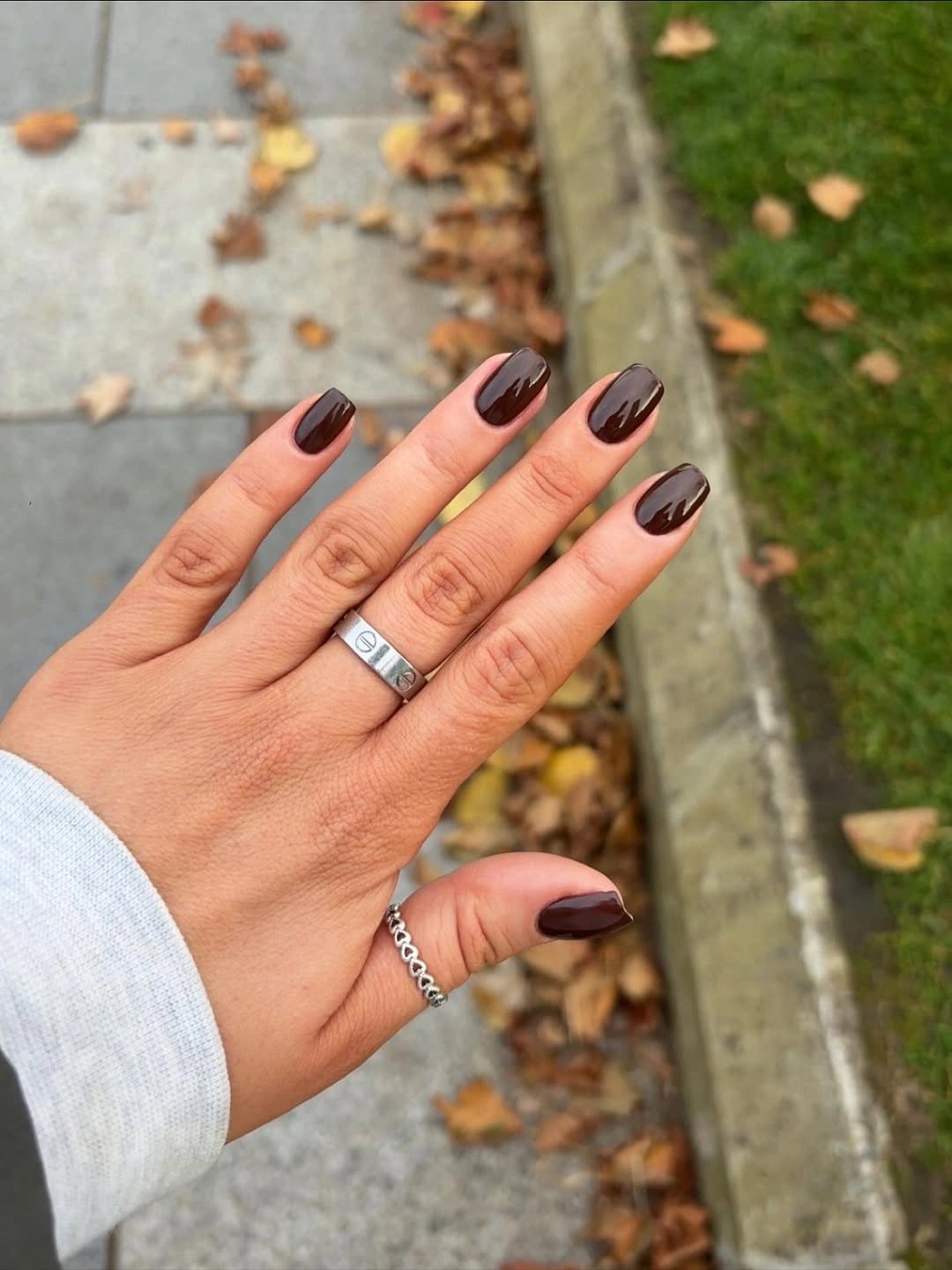 stylish autumn nails color - Dark chocolate autumn nails