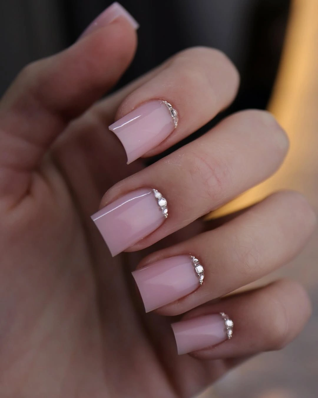 stylish fall nails for fair skin tones 2026 Soft Pink Nails With Crystal Cuticles