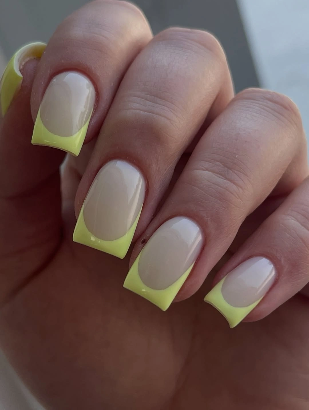 stylish fall nails for fair skin tones 2026 Neon Lime French Tips With a Creamy Base