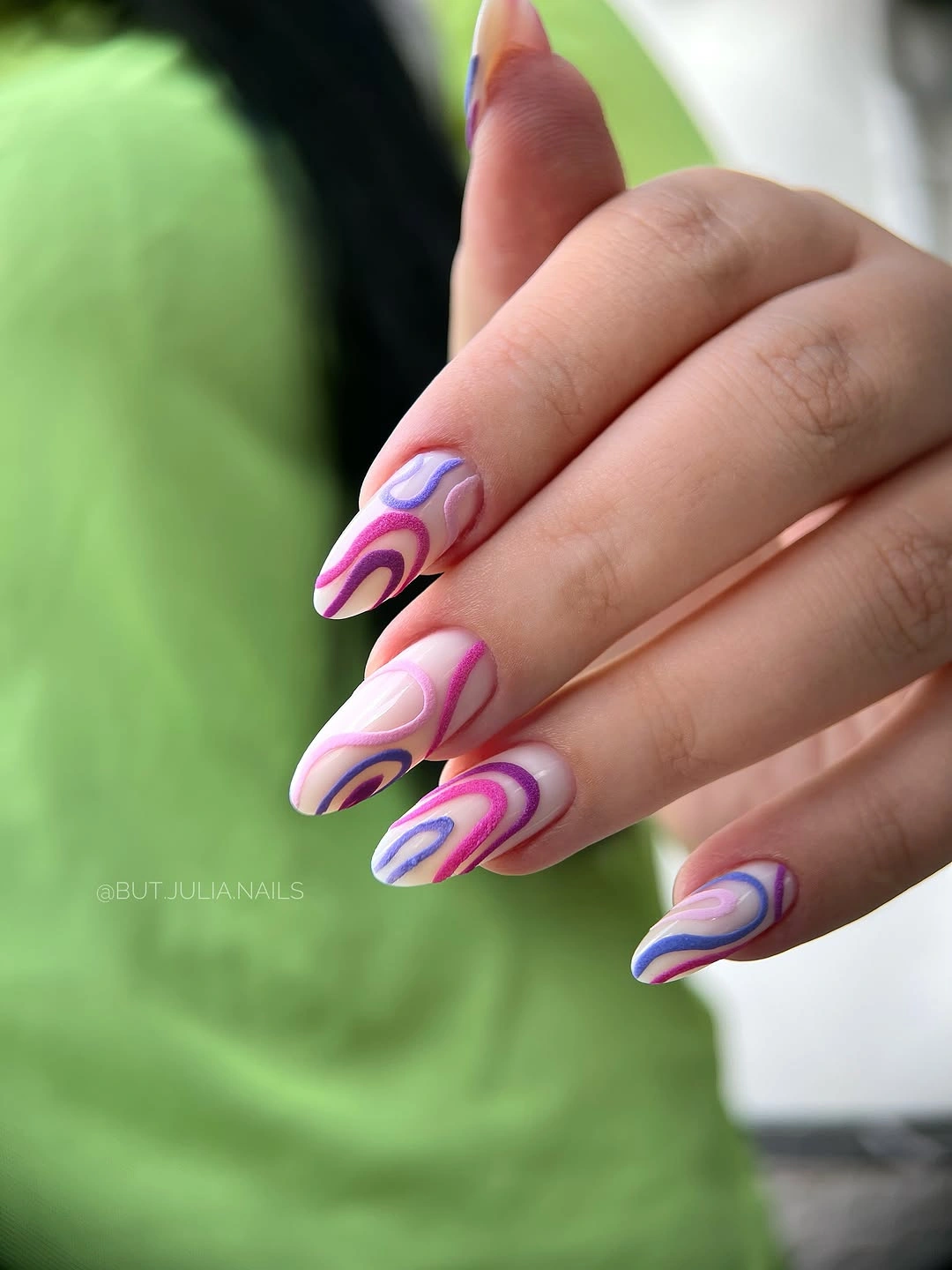 stylish fall nails for fair skin tones 2026 Playful Lavender and Pink Swirls