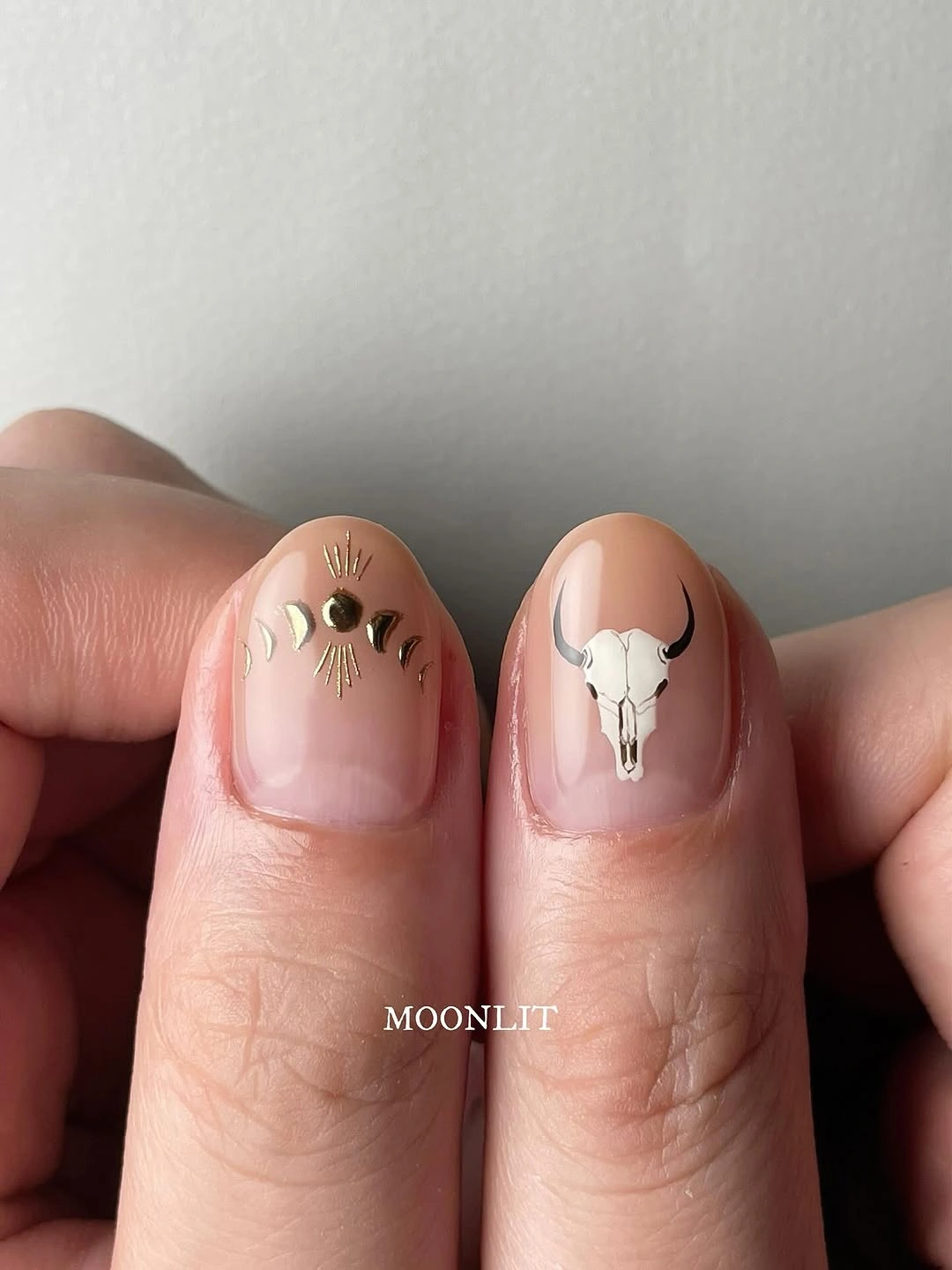 stylish fall nails with accent nail - Minimalist Moon and Western Inspired Fall Nails