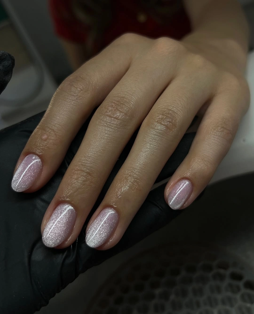 stylish simple fall short nails - Soft Pink Chrome for an Elegant Short Manicure