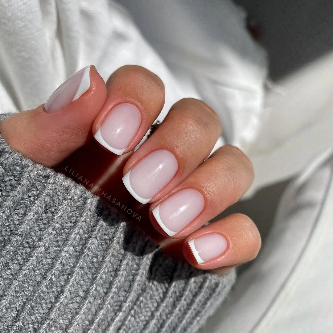stylish simple fall short nails Classic White French Nails That Never Feel Dated