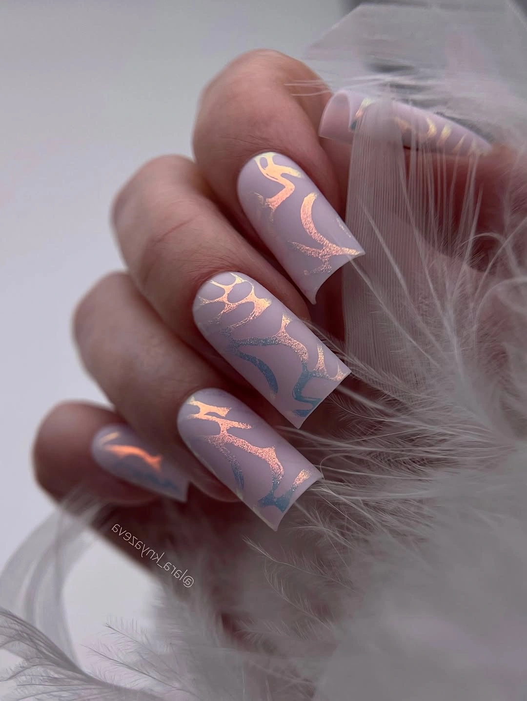 trendy fall dip nails 2026 lavender metallic abstract square nails