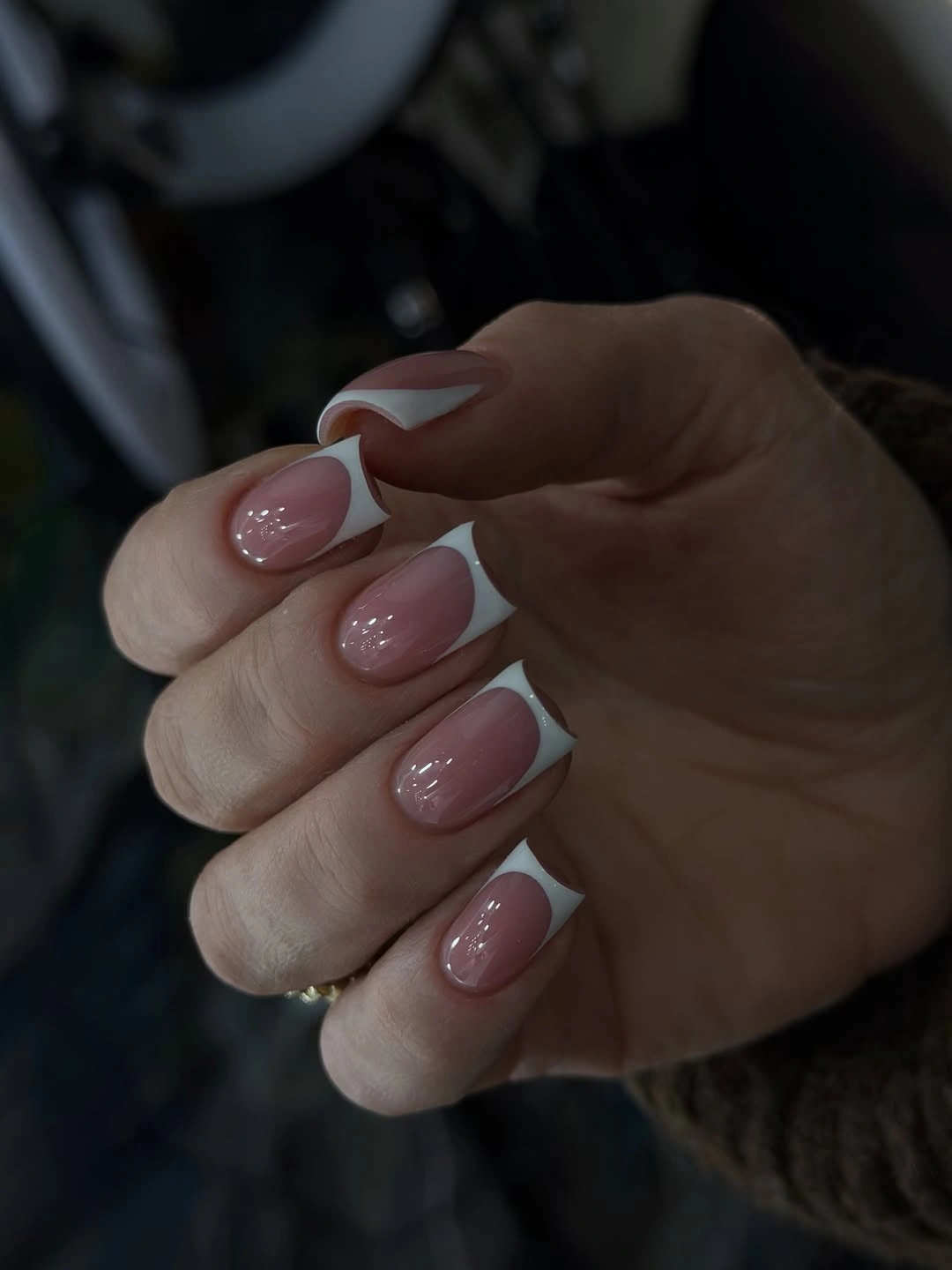 trendy fall french nails 2026 Bold Curved French on Short Square Nails
