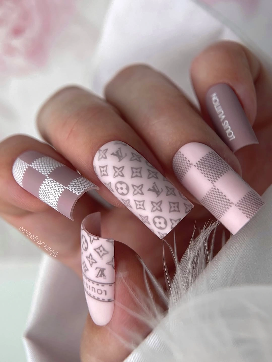 trendy fall nails for medium skin tone Soft Monochrome Designer Inspired Details