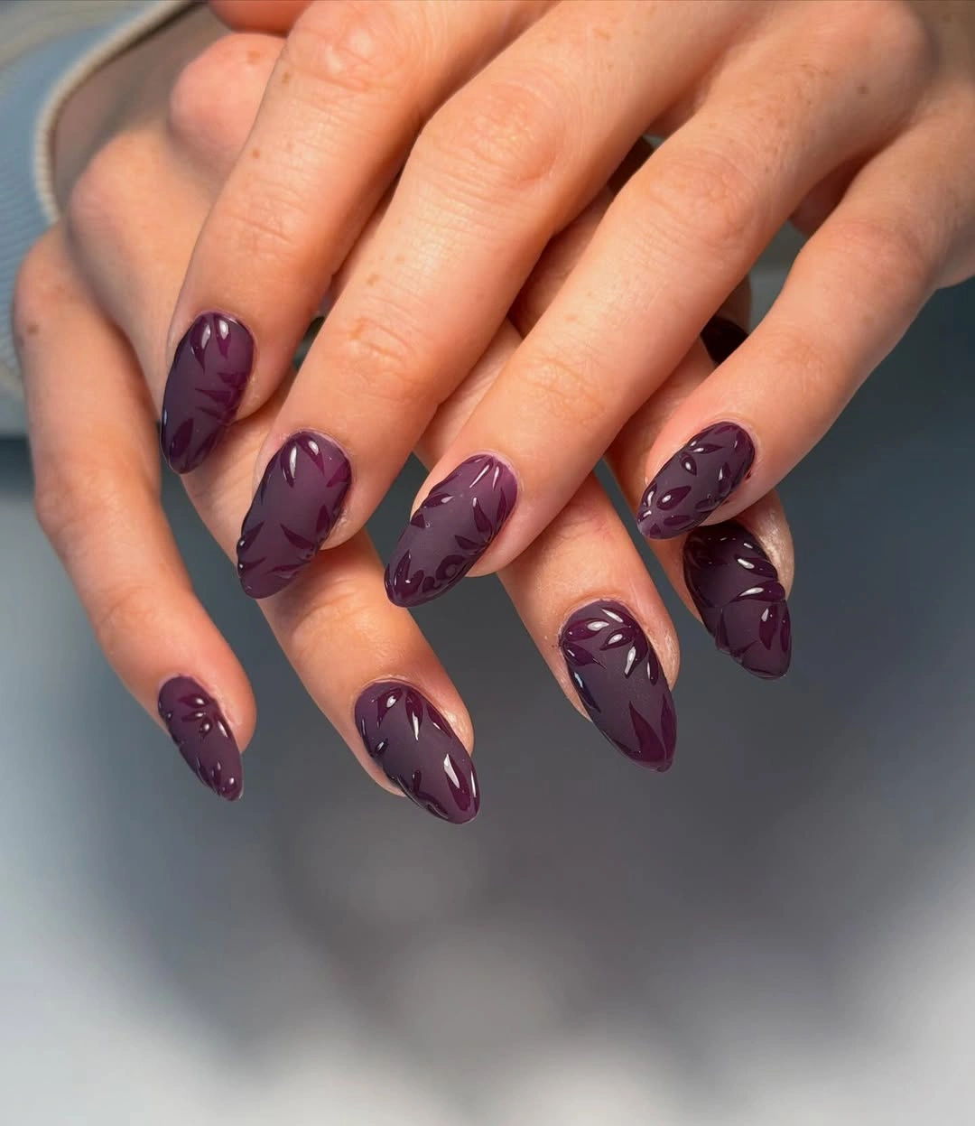 trendy fall nails for medium skin tone Deep Plum Gloss for Fall