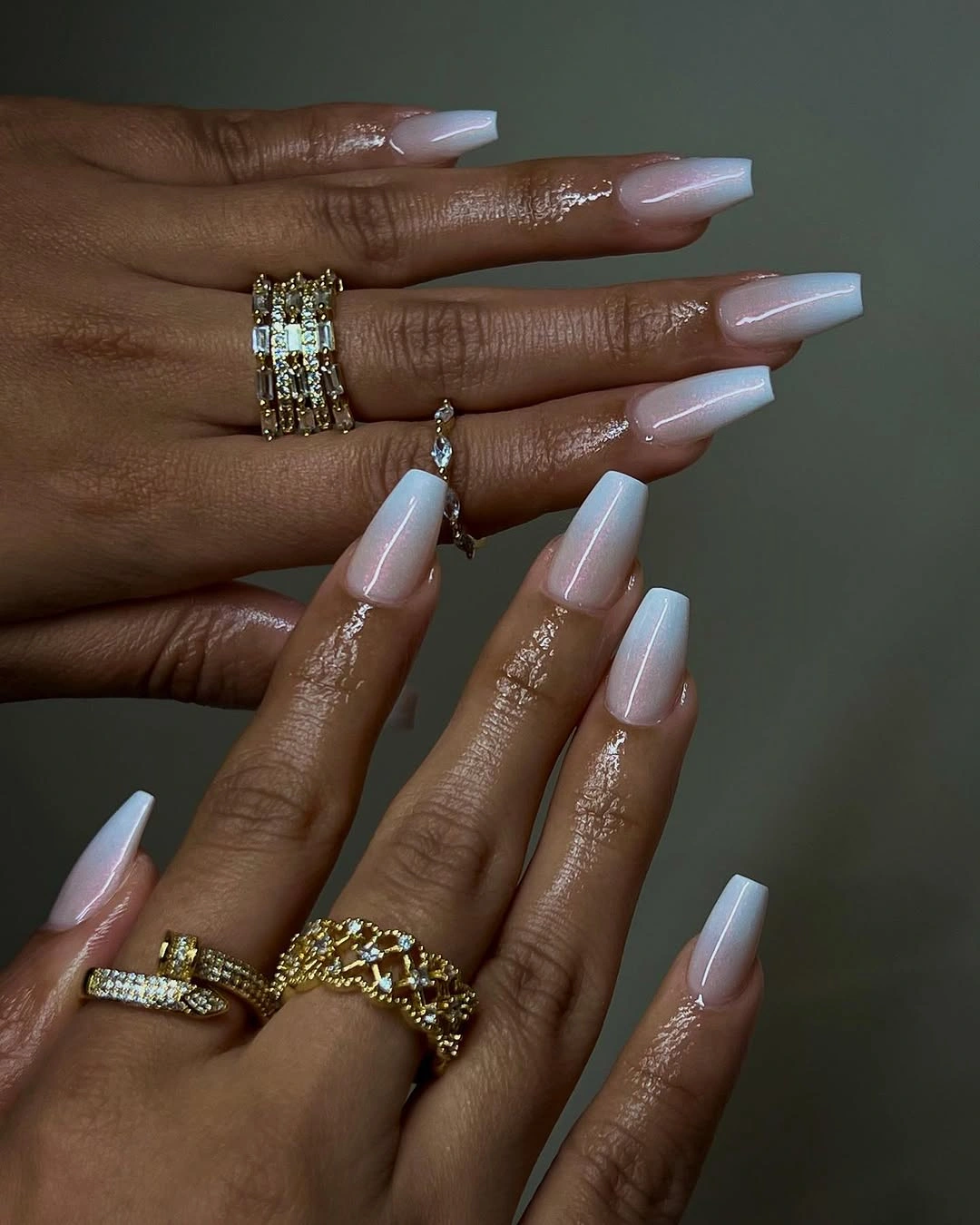 trendy fall short coffin nails designs milky white pearly short coffin nails