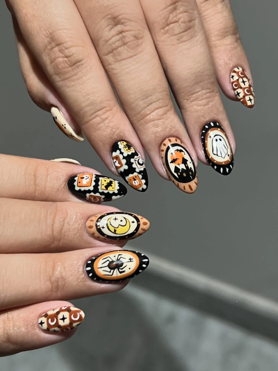 unique halloween nail art 2026 Vintage Halloween Collage Nails